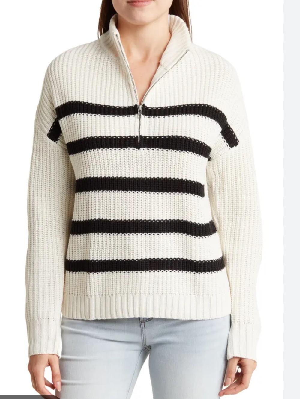 Sanctuary Sporty Stripe half zip sweater